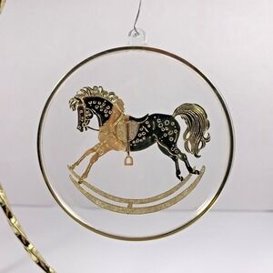 Hallmark 1984 Vintage Christmas Ornament Old Fashioned Rocking Horse -Brass